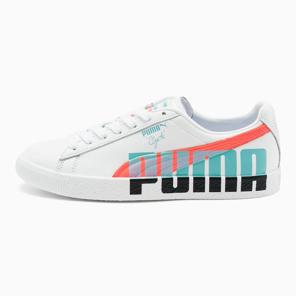 Puma Clyde Logo Női Sportcipő - Fehér/Rózsaszín ( Hungary - FINDA5248 )